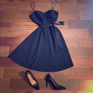Polkadot, black, a-line dress